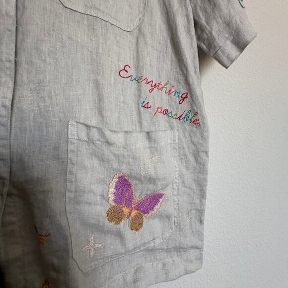 Johnny Was Linen Embroidered Shirt  XS Boho Western Cottagecore CoastalCowgirl - Picture 6 of 8